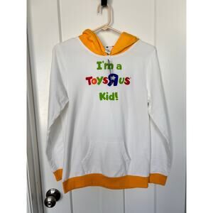 NWT vtg Toys R Us I'm a Toys R Us Kid Pullover Hooded 90s White Yellow Size 16